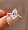 2 Carat Marquise Cut Moissanite Ring with Three Side Stones