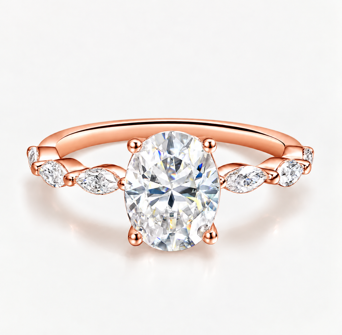 2 Carat Oval Cut Moissanite Ring with Vintage Twisted Band