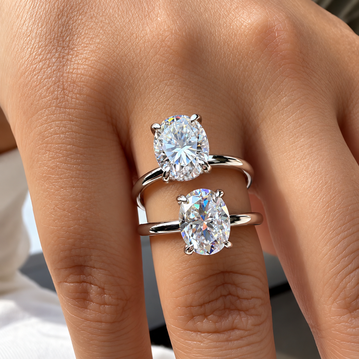 3 Carat Oval Cut Hidden Halo Moissanite Ring