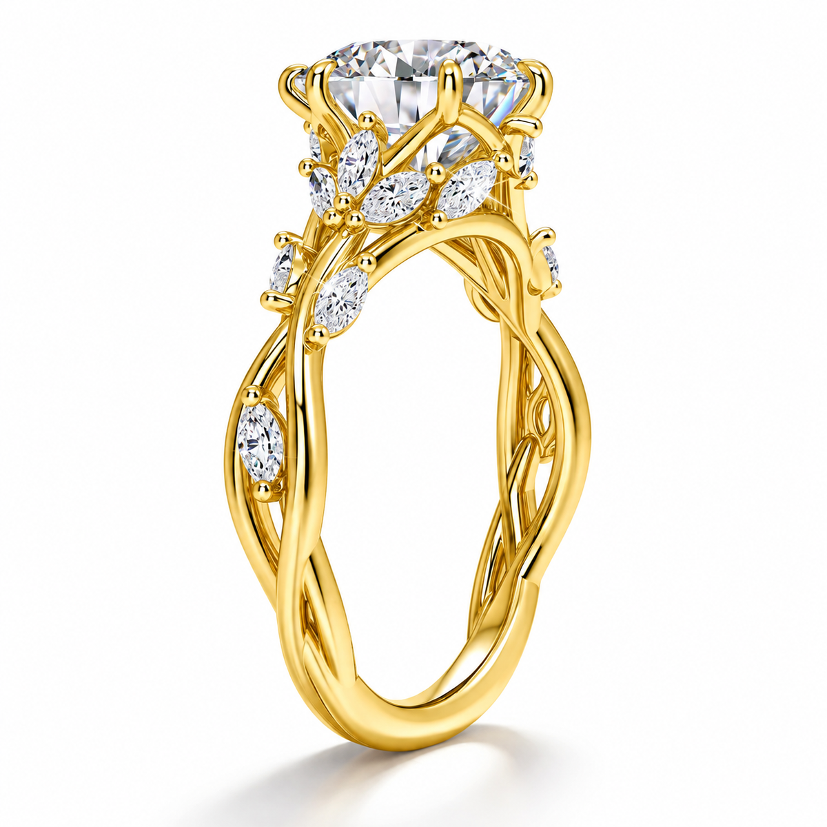 2 Carat Round Cut Nature-Inspired Moissanite Ring
