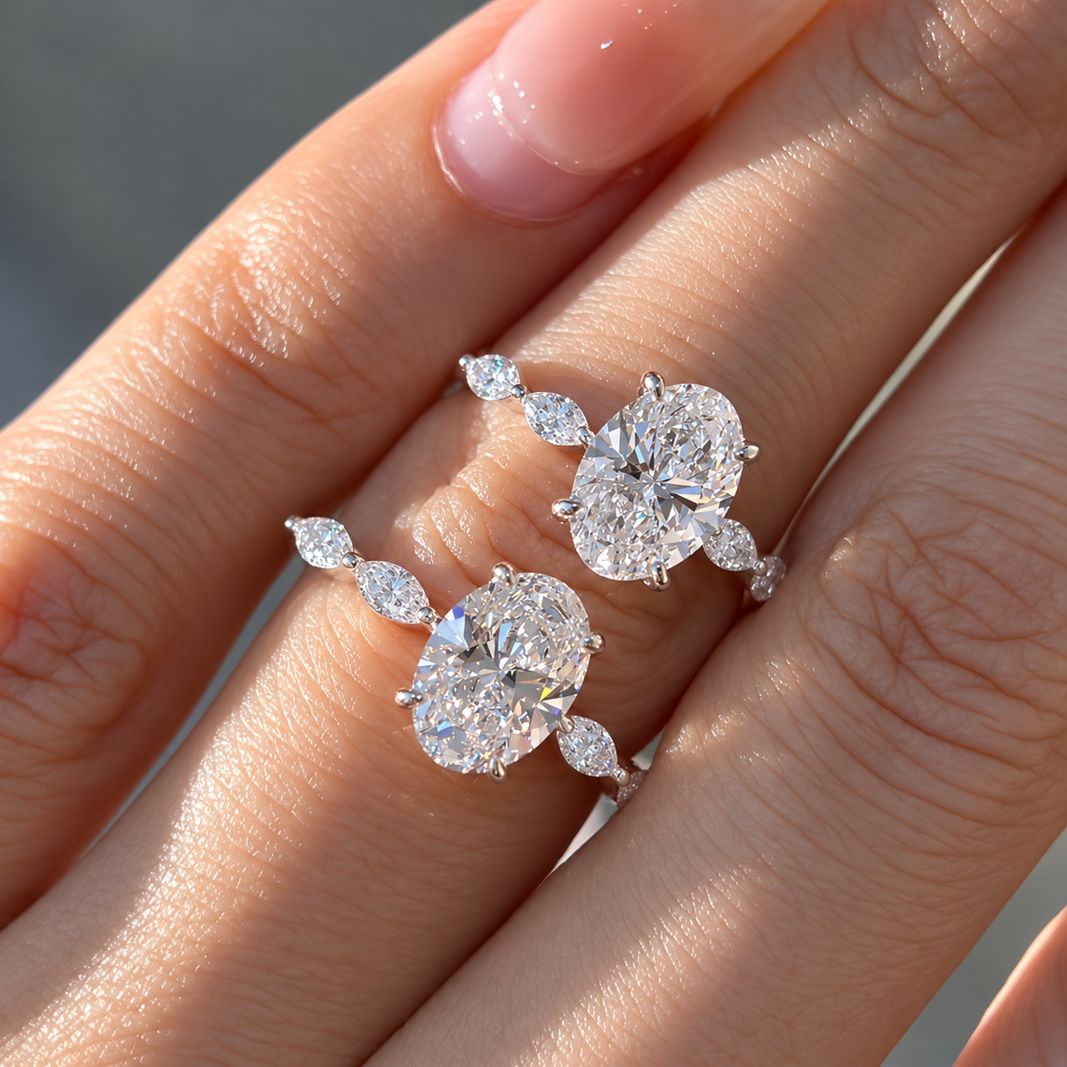 2 Carat Oval Cut Moissanite Ring with Vintage Twisted Band
