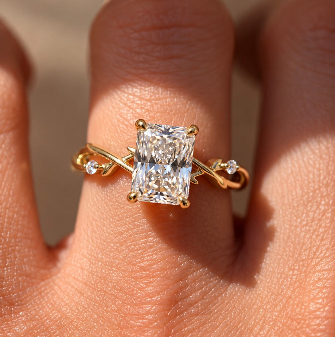 2 Carat Nature-Inspired Radiant Cut Moissanite Ring
