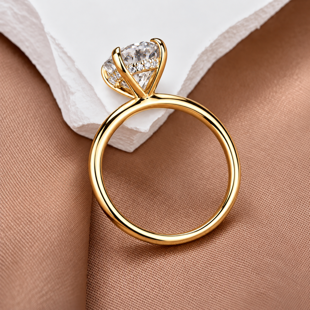 3 Carat Oval Cut Hidden Halo Moissanite Ring