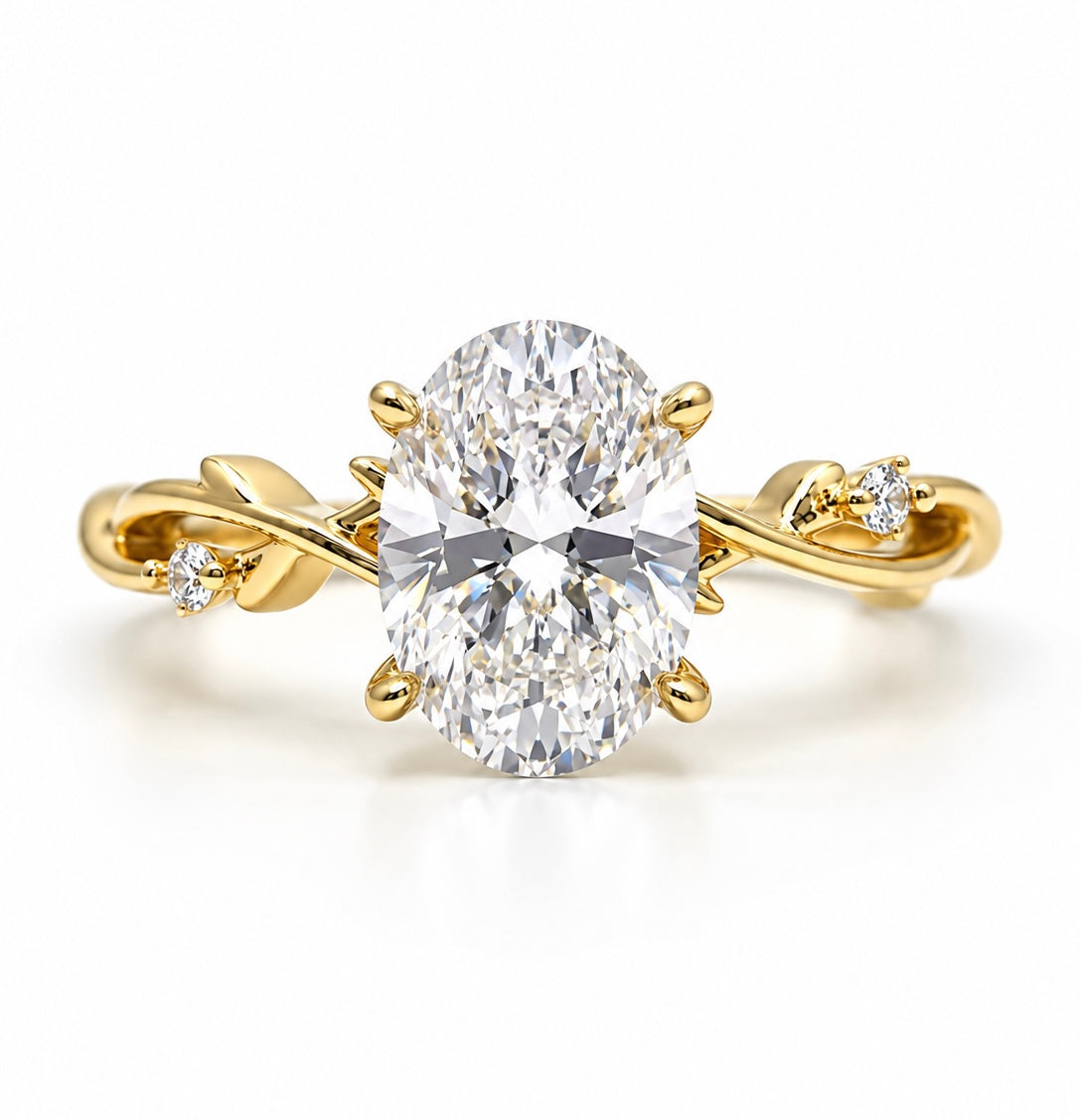 2 Carat Nature-Inspired Oval Cut Moissanite Ring