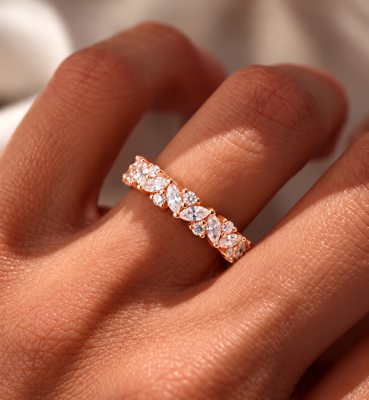 Marquise & Round Cut Half Eternity Moissanite Band