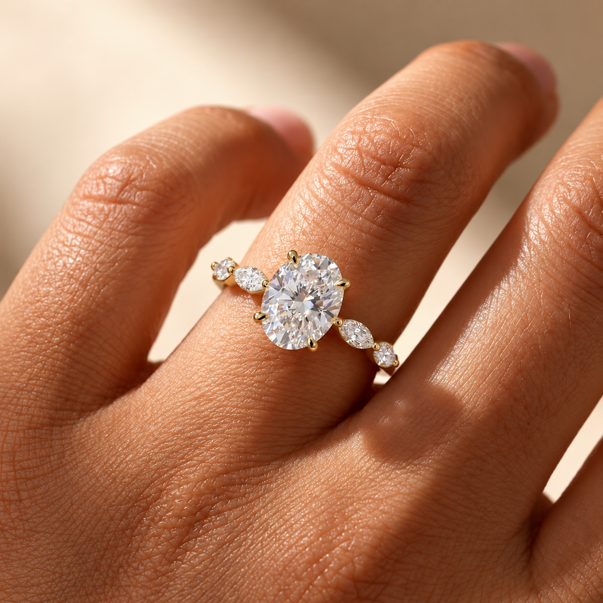 2 Carat Oval Cut Moissanite Ring with Vintage Twisted Band
