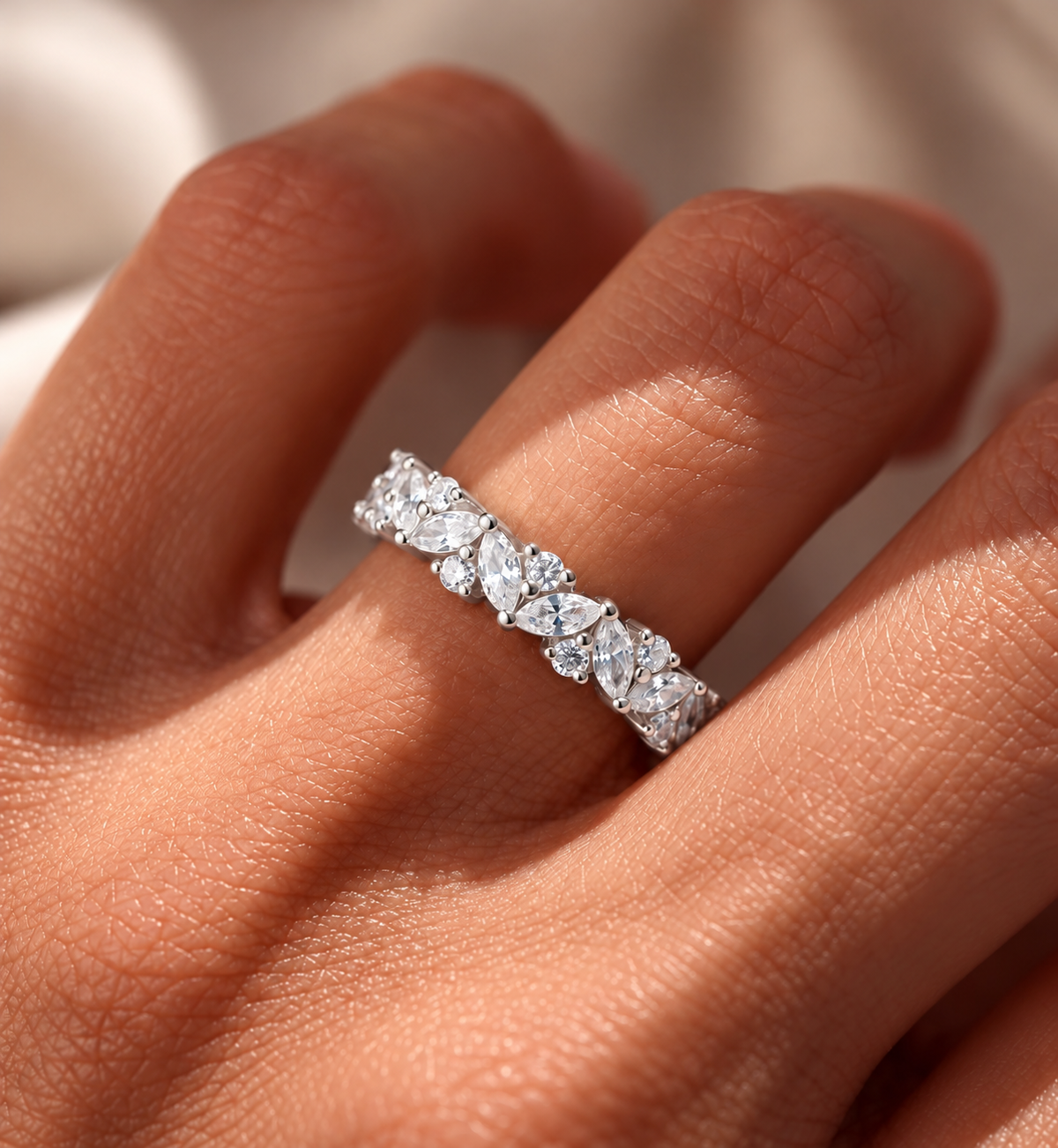 Marquise & Round Cut Half Eternity Moissanite Band