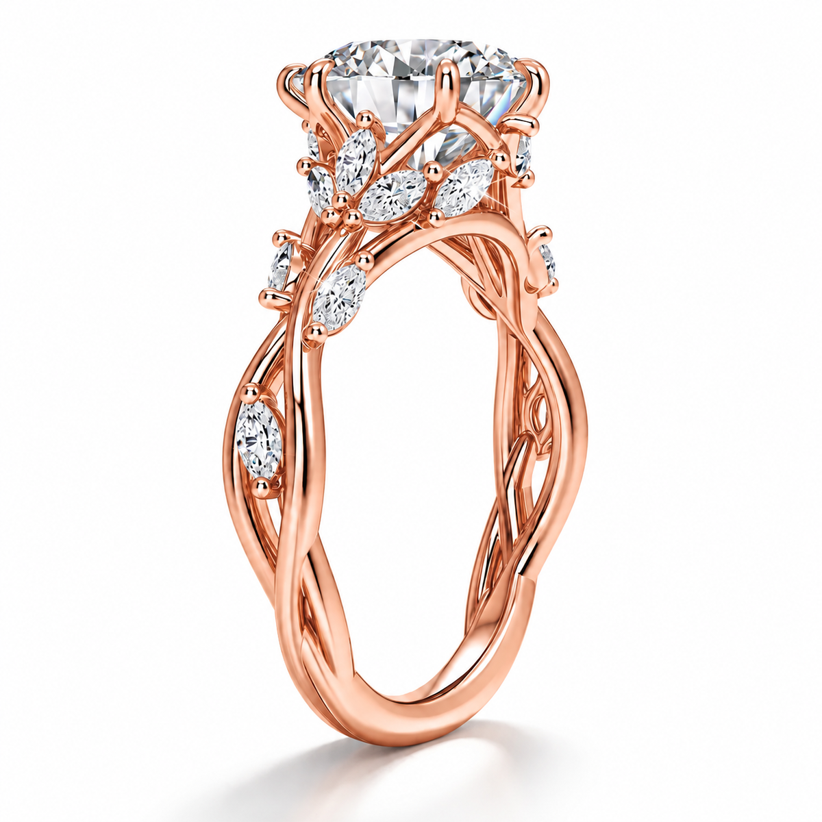 2 Carat Round Cut Nature-Inspired Moissanite Ring