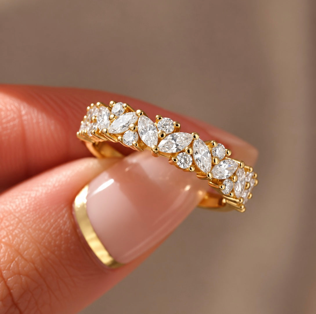 Marquise & Round Cut Half Eternity Moissanite Band