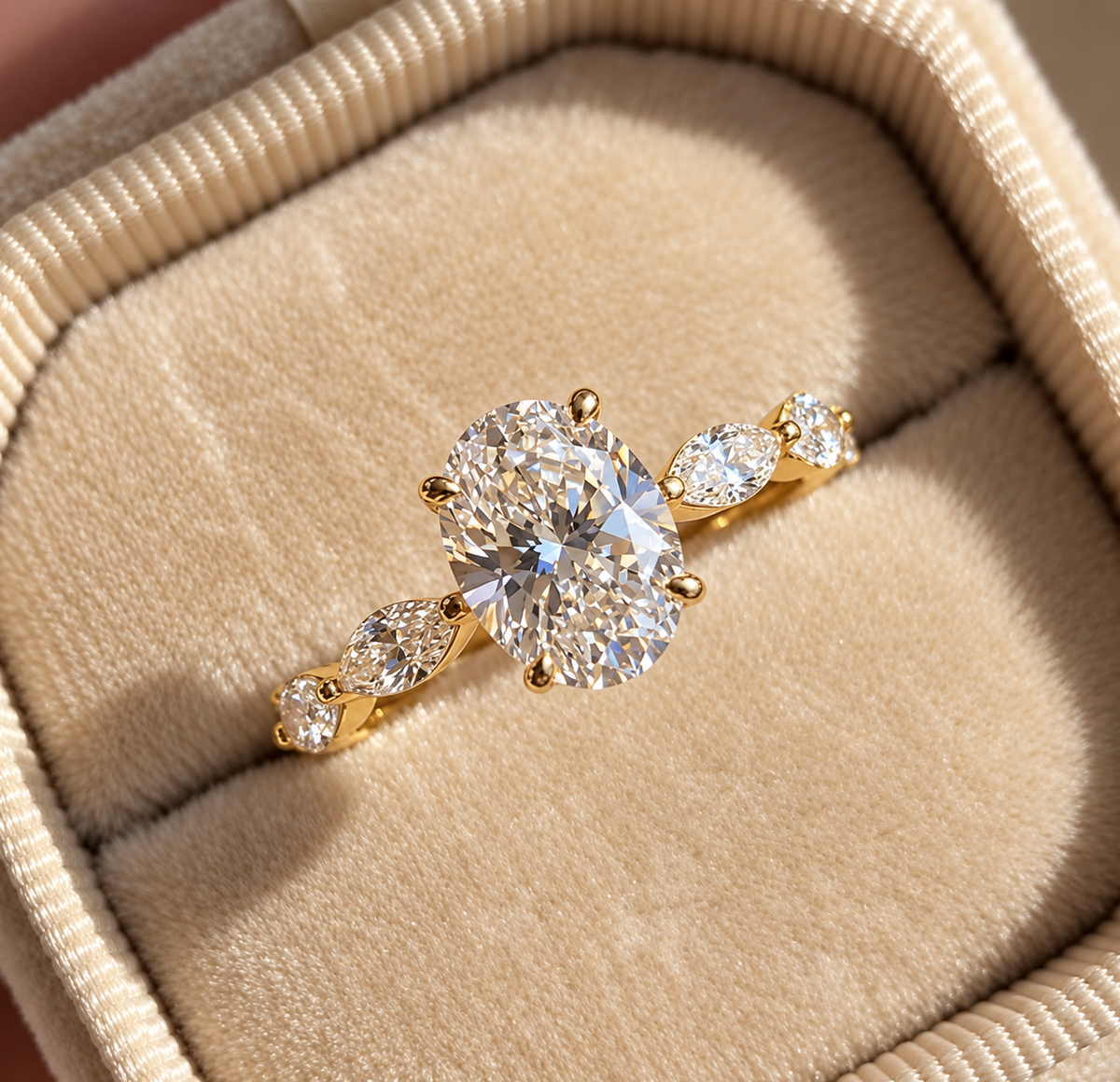 2 Carat Oval Cut Moissanite Ring with Vintage Twisted Band