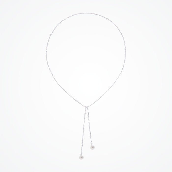 Silver Pear Droplet Lariat Bridal Necklace