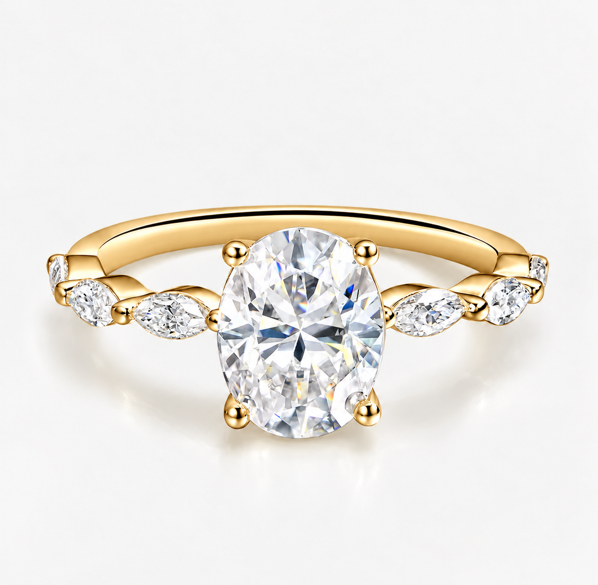 2 Carat Oval Cut Moissanite Ring with Vintage Twisted Band