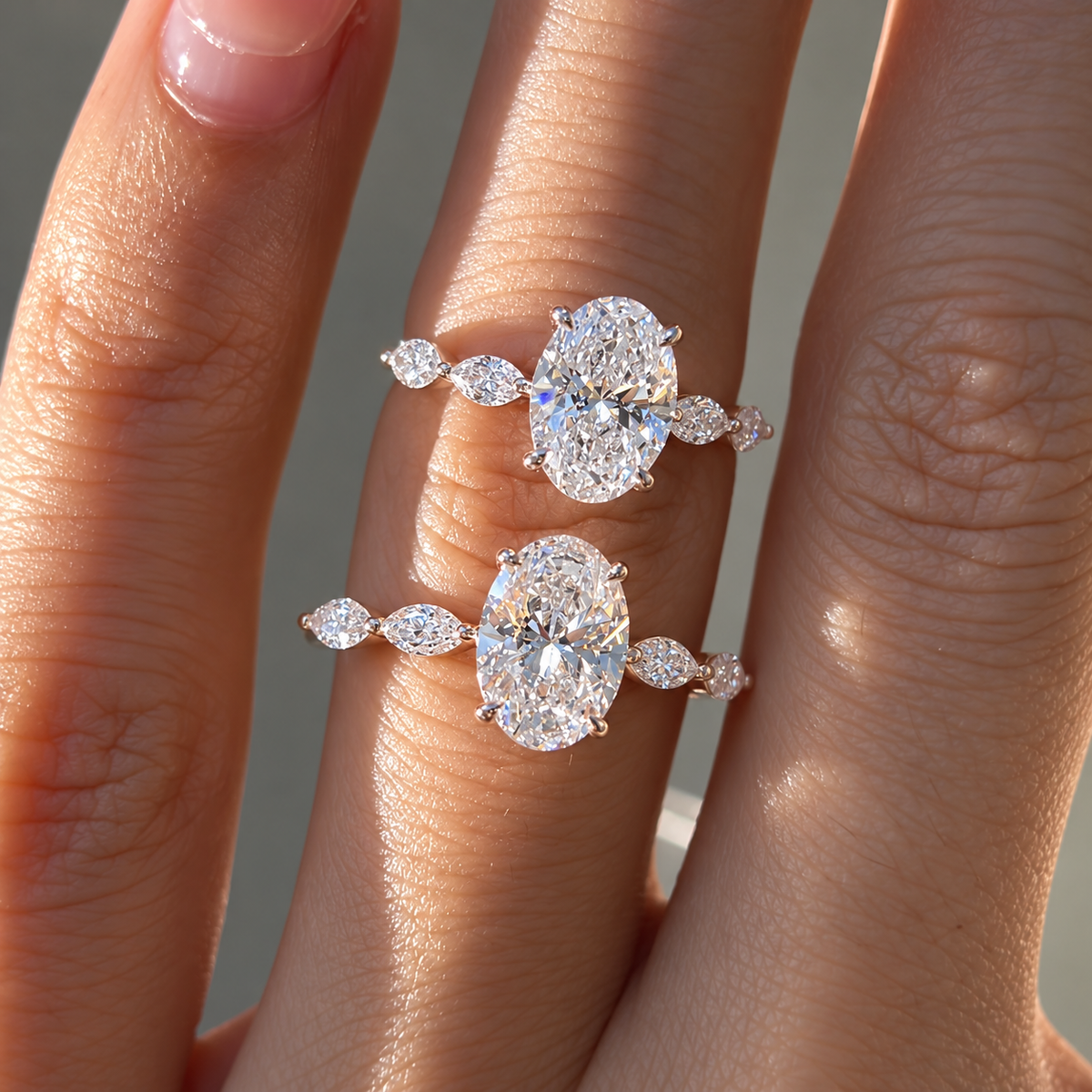 2 Carat Oval Cut Moissanite Ring with Vintage Twisted Band