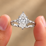 2 Carat Marquise Cut Moissanite Ring with Side Stones