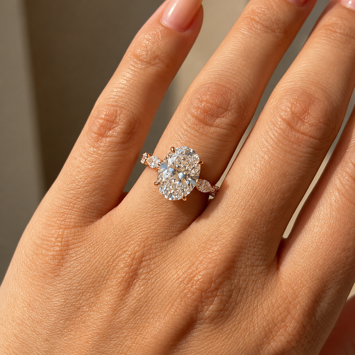 2 Carat Oval Cut Moissanite Ring with Vintage Twisted Band