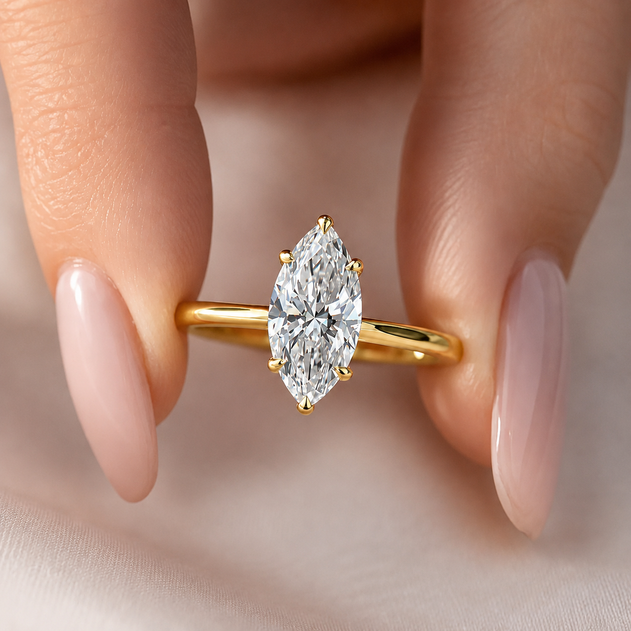 2 Carat Marquise Cut Solitaire Moissanite Ring