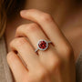 Ruby Round Cut Halo Engagement Ring