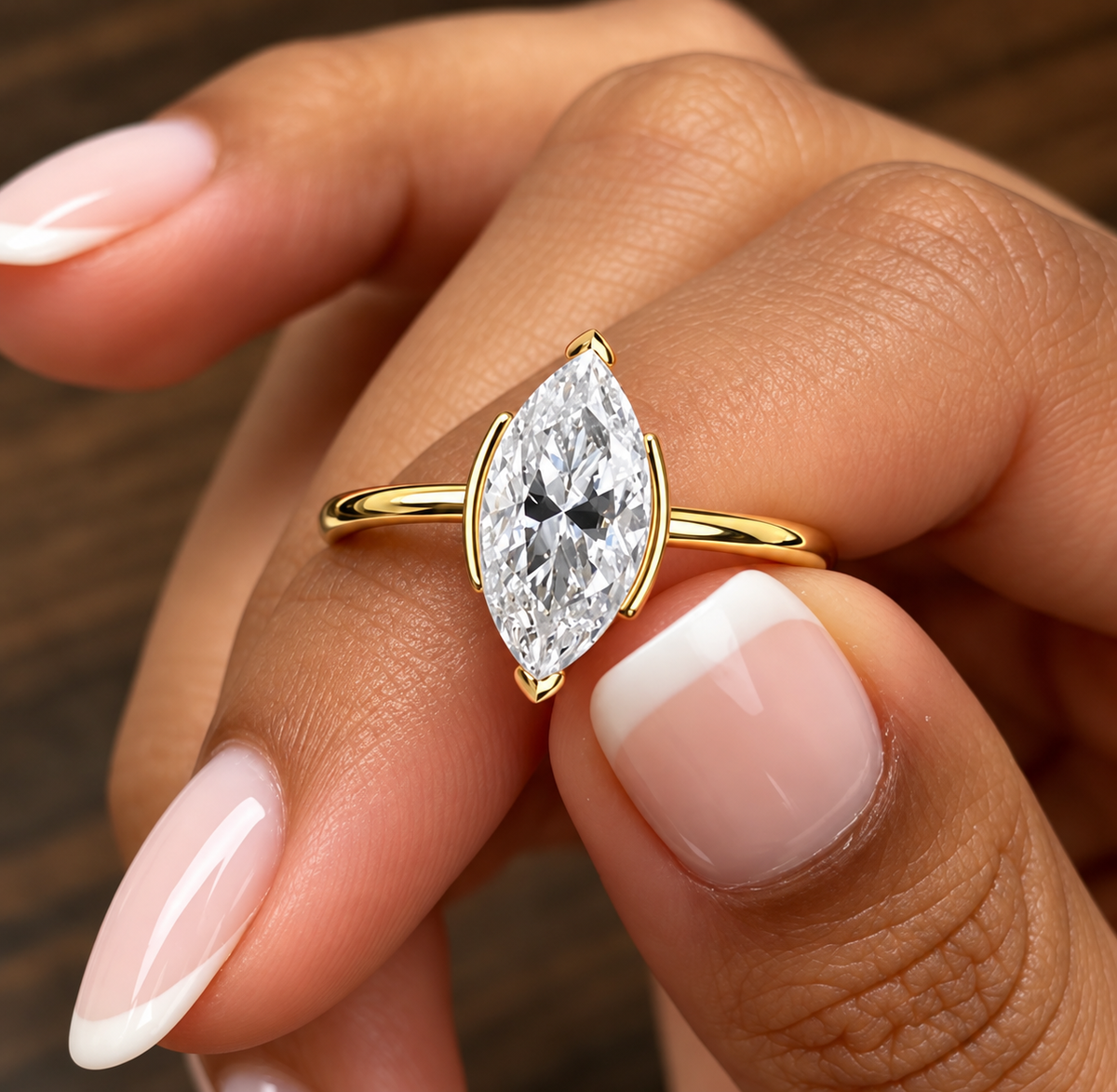 3 Carat Marquise Cut Half Bezel Moissanite Ring