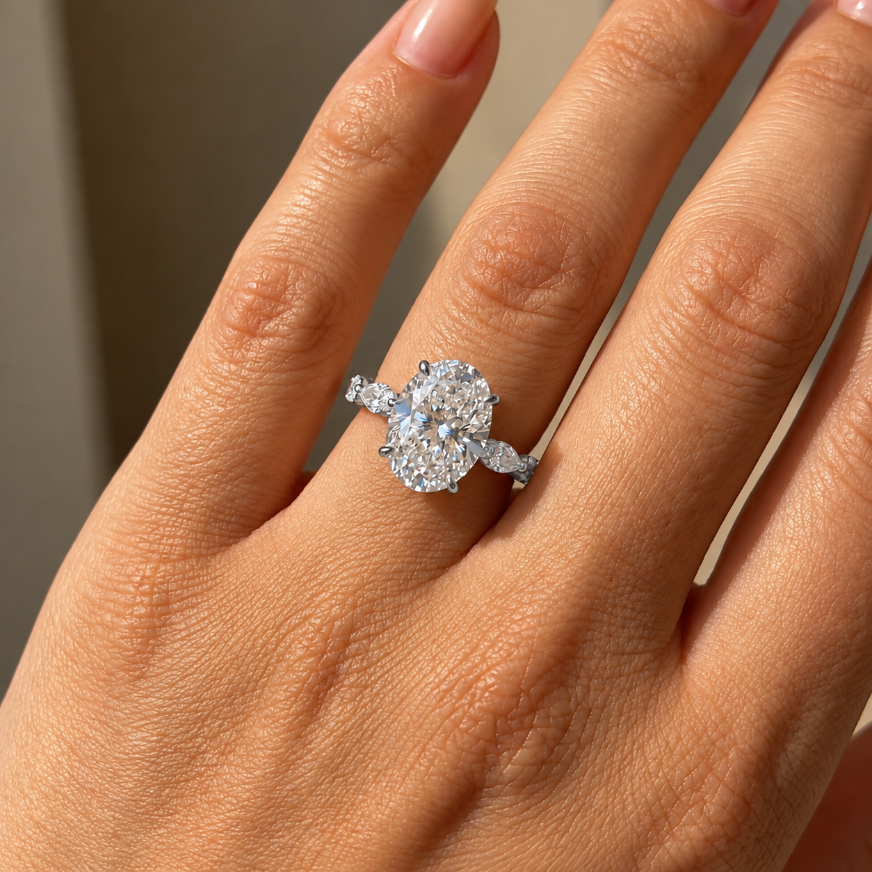2 Carat Oval Cut Moissanite Ring with Vintage Twisted Band