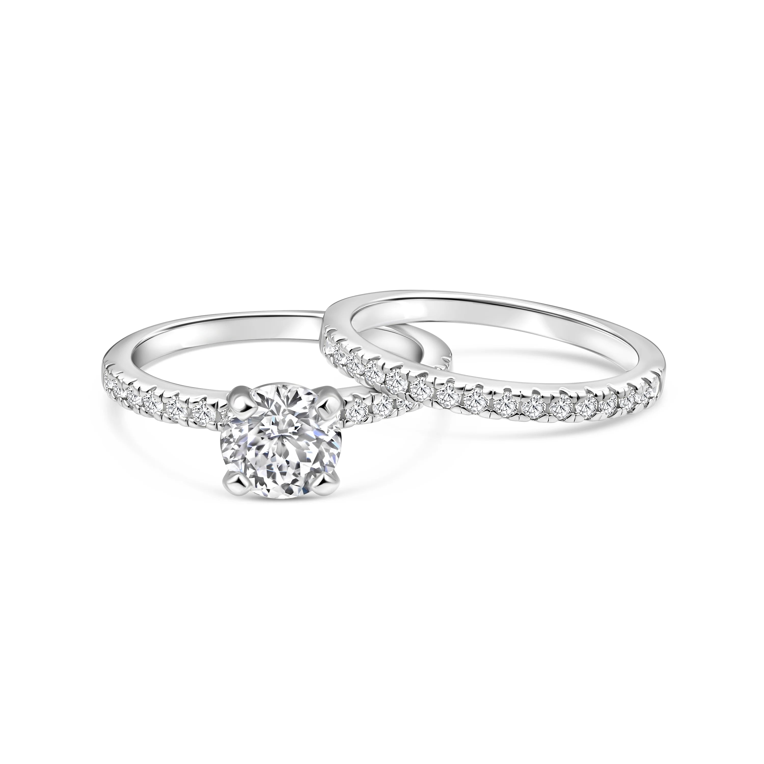 Round Cut Engagement Ring Set