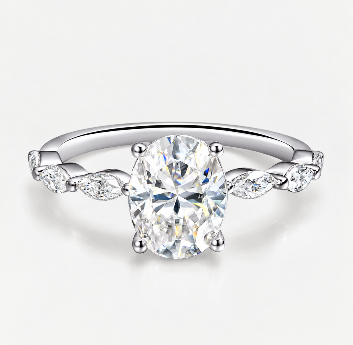 2 Carat Oval Cut Moissanite Ring with Vintage Twisted Band