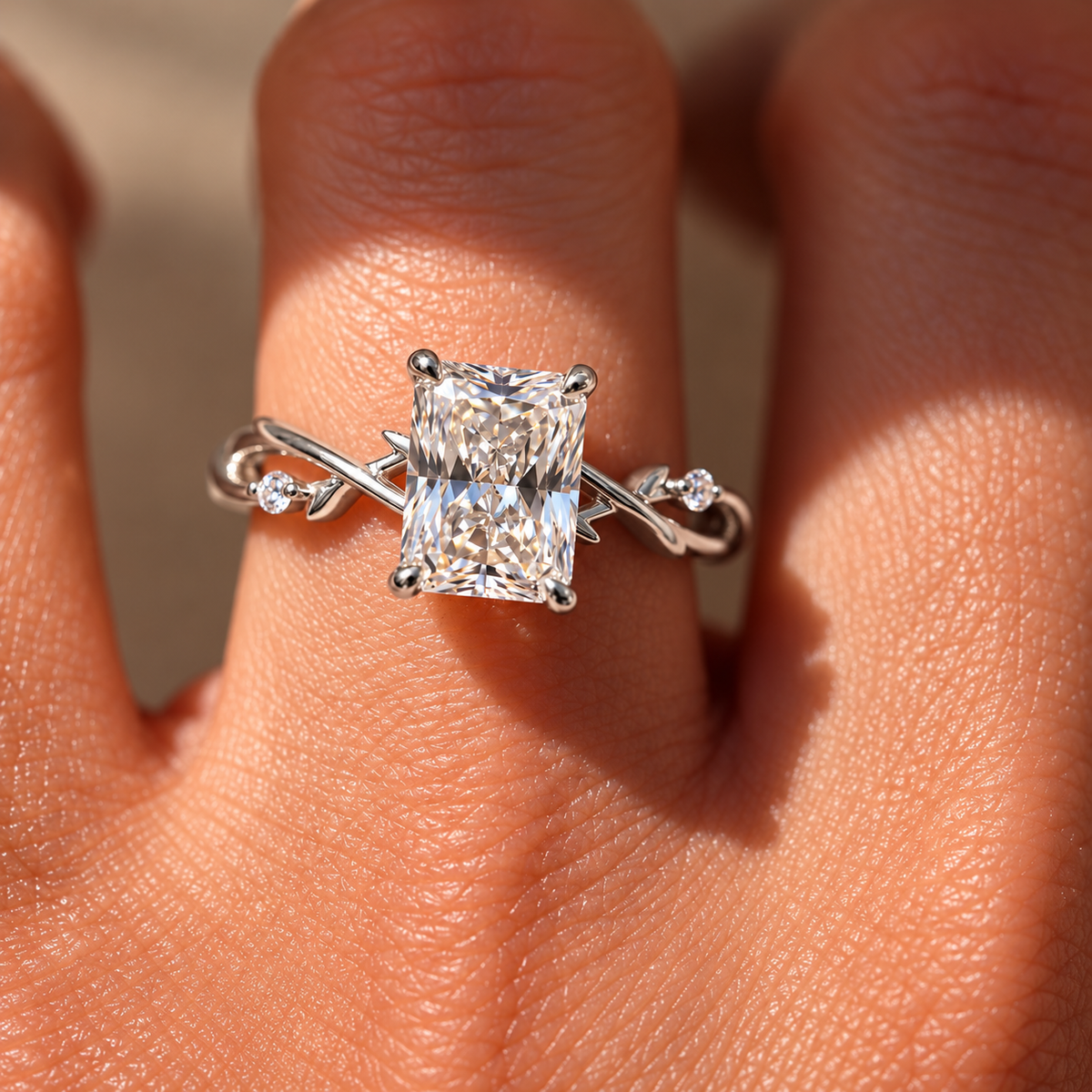 2 Carat Nature-Inspired Radiant Cut Moissanite Ring
