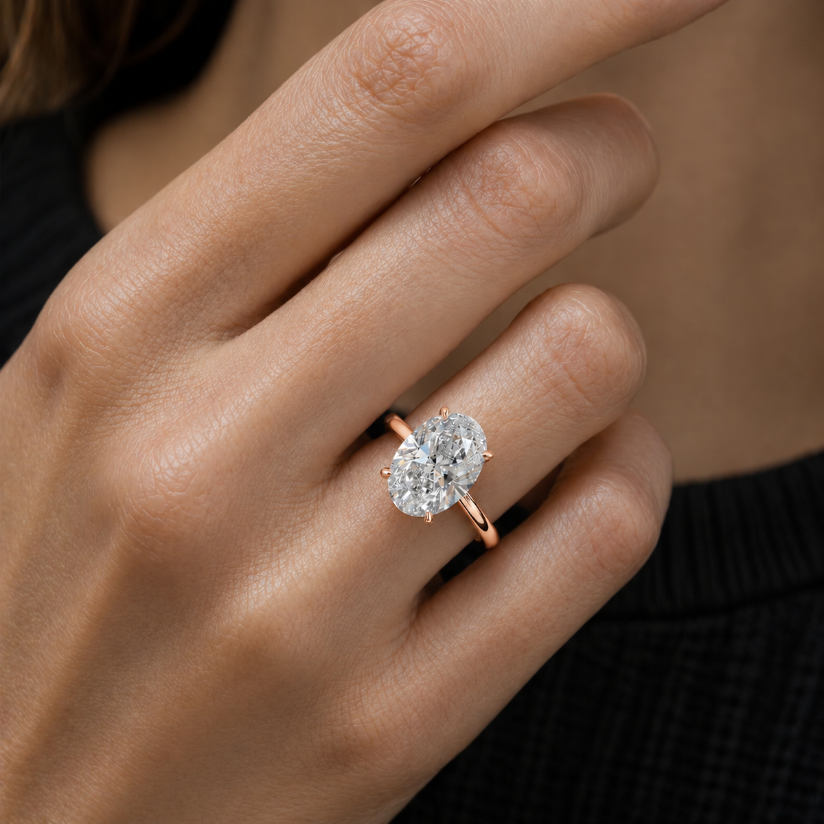 3 Carat Oval Cut Solitaire Moissanite Ring