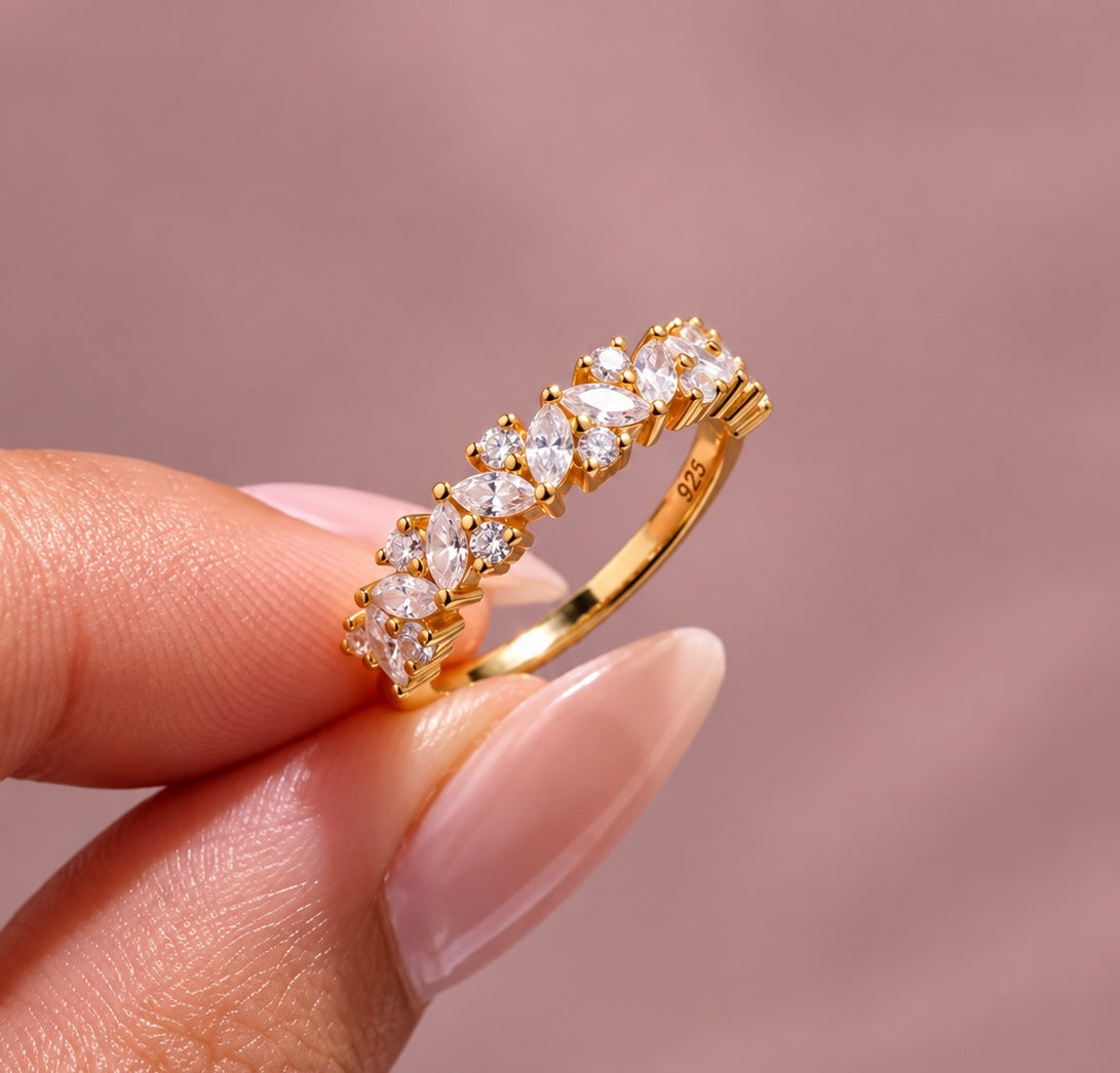 Marquise & Round Cut Half Eternity Moissanite Band