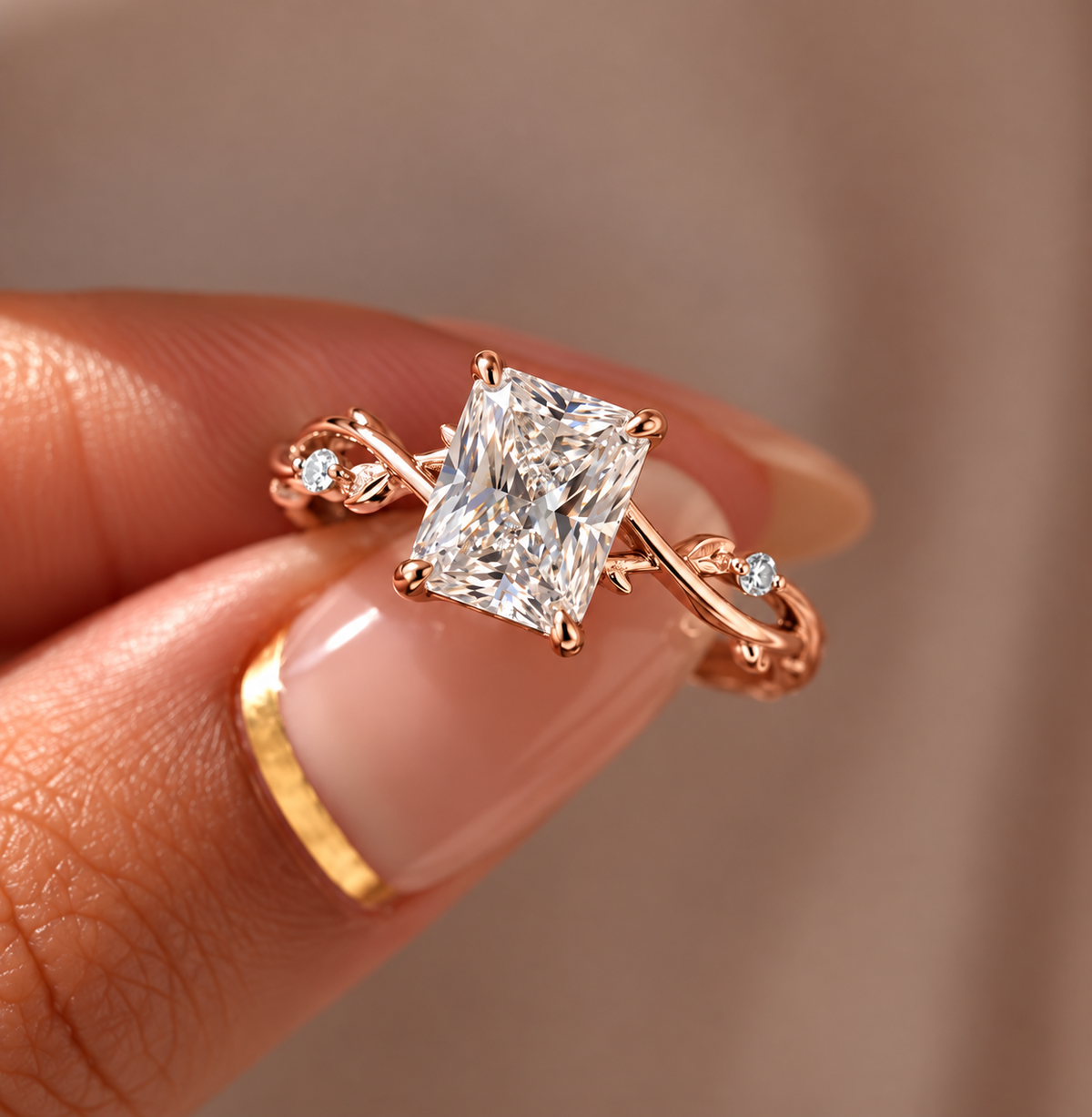 2 Carat Nature-Inspired Radiant Cut Moissanite Ring