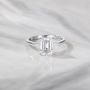 3 Carat Emerald Cut Moissanite Ring with Side Stones
