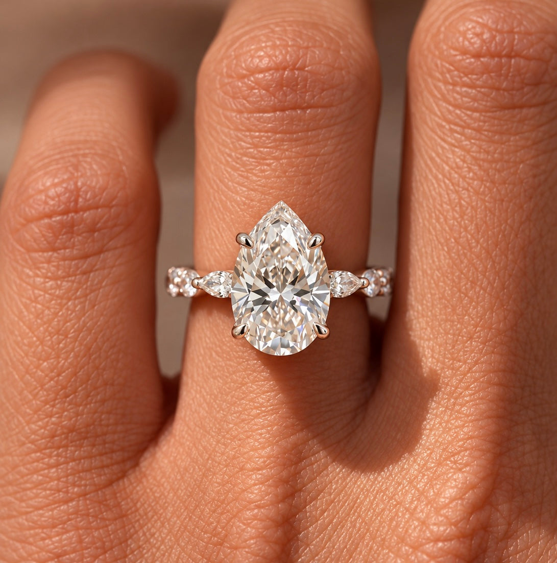 2 Carat Pear Cut Moissanite Ring with Twisted Band