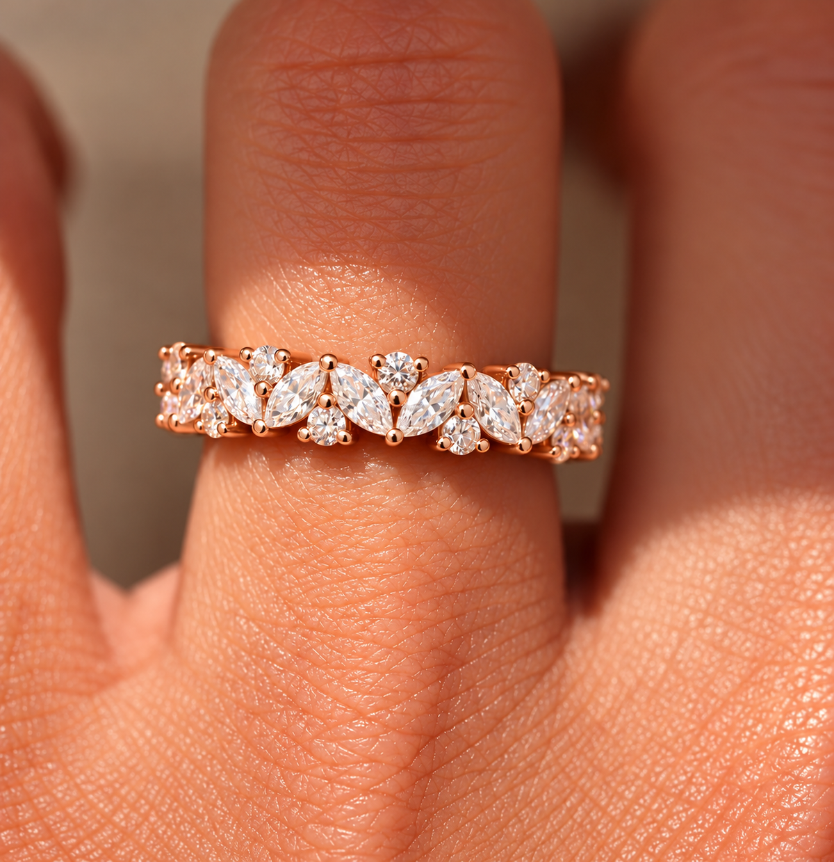 Marquise & Round Cut Half Eternity Moissanite Band