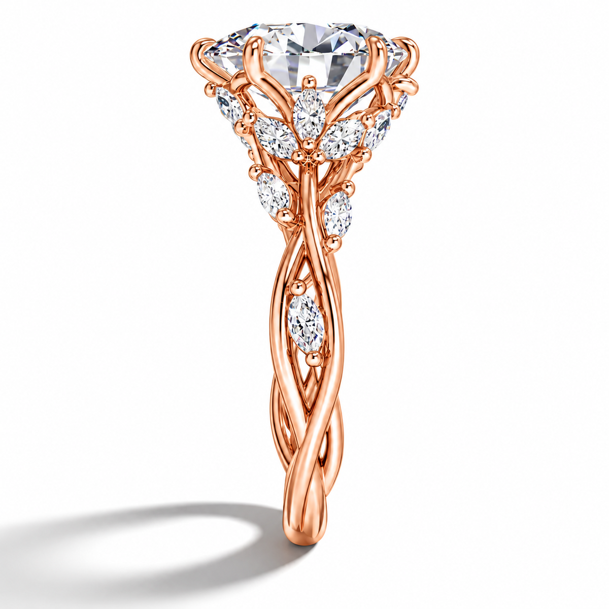 2 Carat Round Cut Nature-Inspired Moissanite Ring