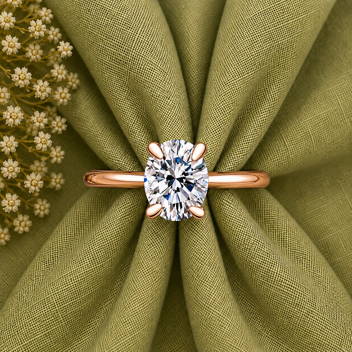 2 Carat Oval Cut Solitaire Moissanite Ring