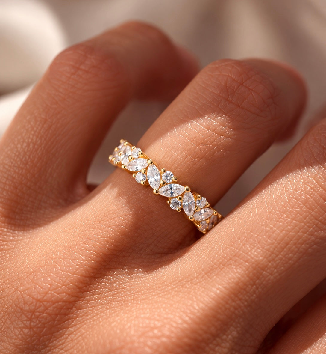 Marquise & Round Cut Half Eternity Moissanite Band