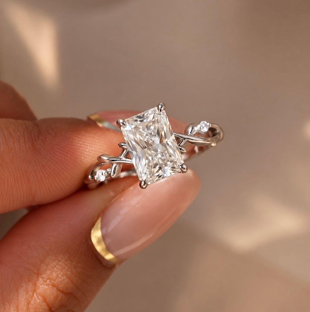 2 Carat Nature-Inspired Radiant Cut Moissanite Ring