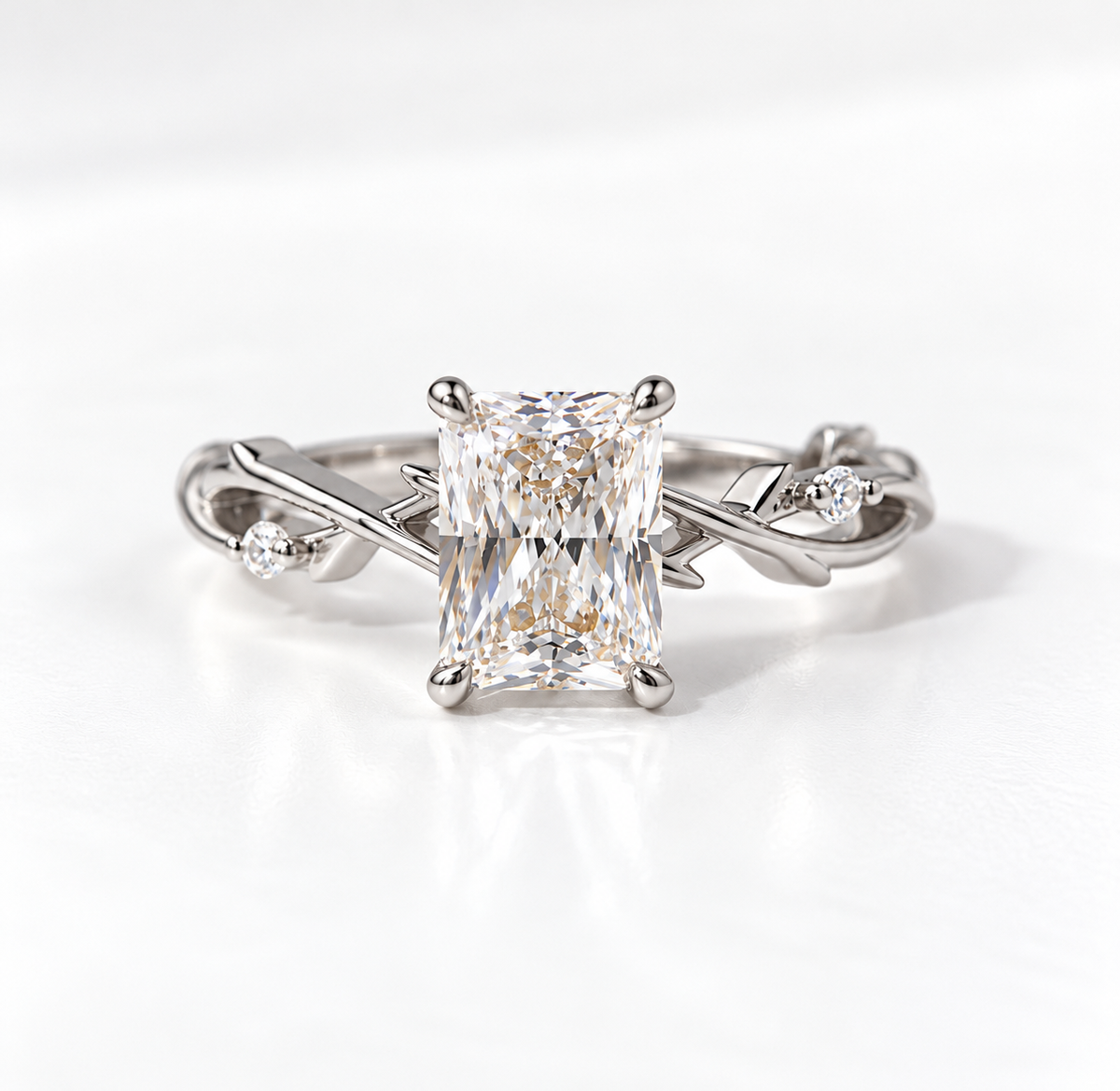 2 Carat Nature-Inspired Radiant Cut Moissanite Ring