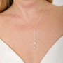 Silver Pear Droplet Lariat Bridal Necklace