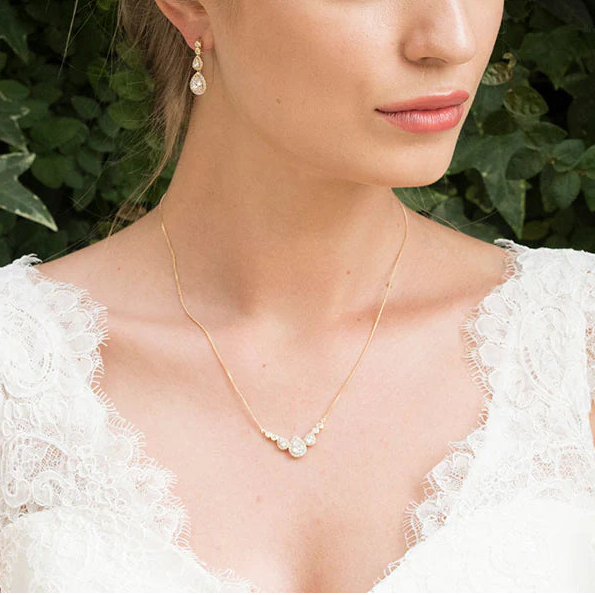 Teardrop Crystal Bridal Necklace