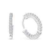 925 Sterling Silver Studded Hoop Bridal Earrings