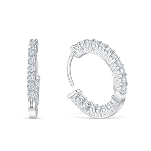 925 Sterling Silver Studded Hoop Bridal Earrings