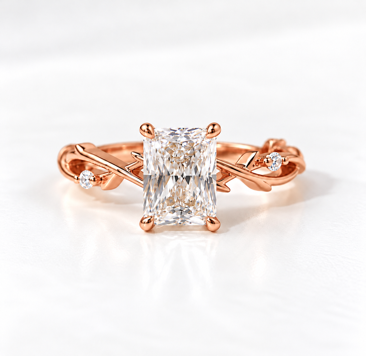 2 Carat Nature-Inspired Radiant Cut Moissanite Ring
