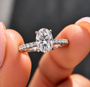 2 Carat Oval Cut Moissanite Ring with Pavé Band