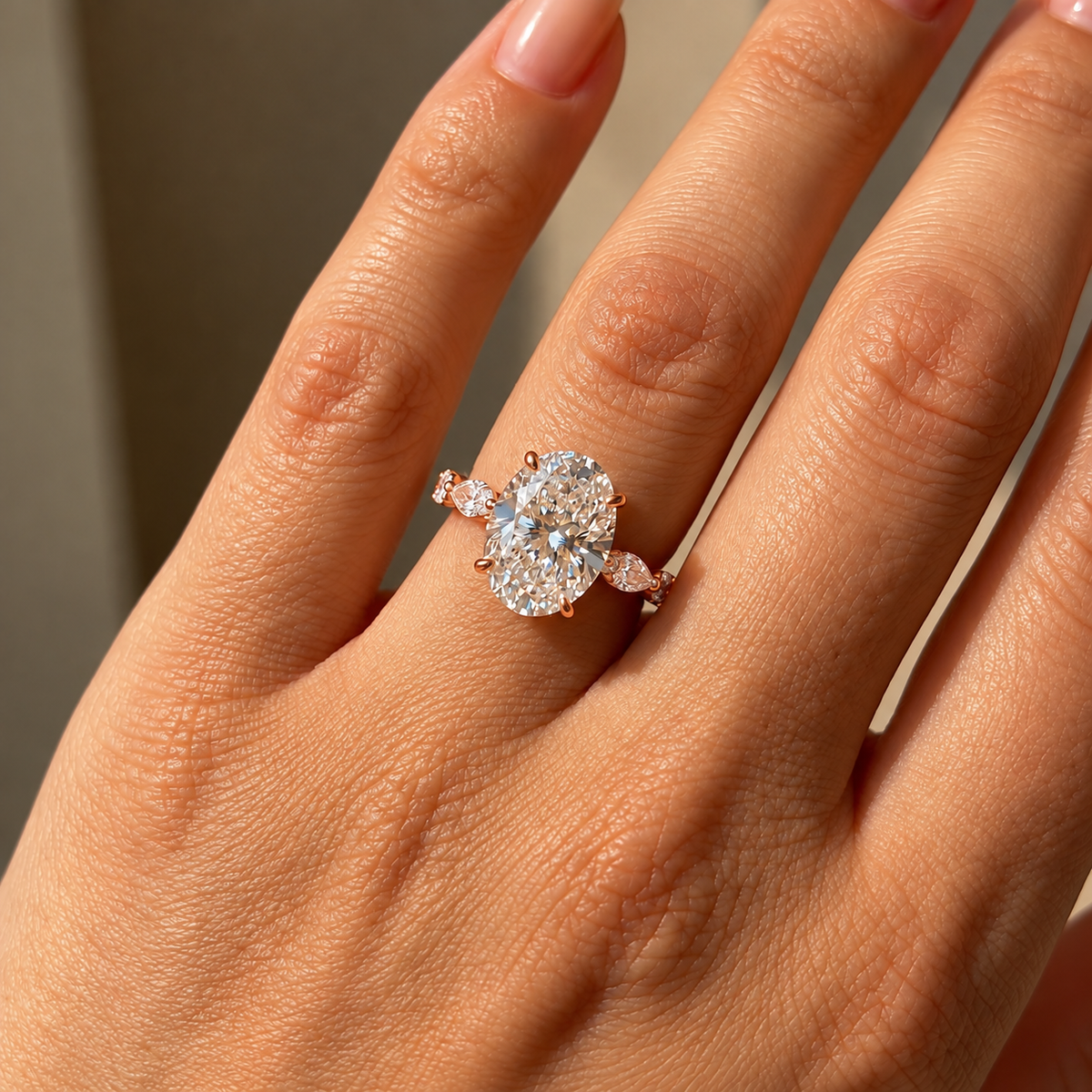 2 Carat Oval Cut Moissanite Ring with Vintage Twisted Band