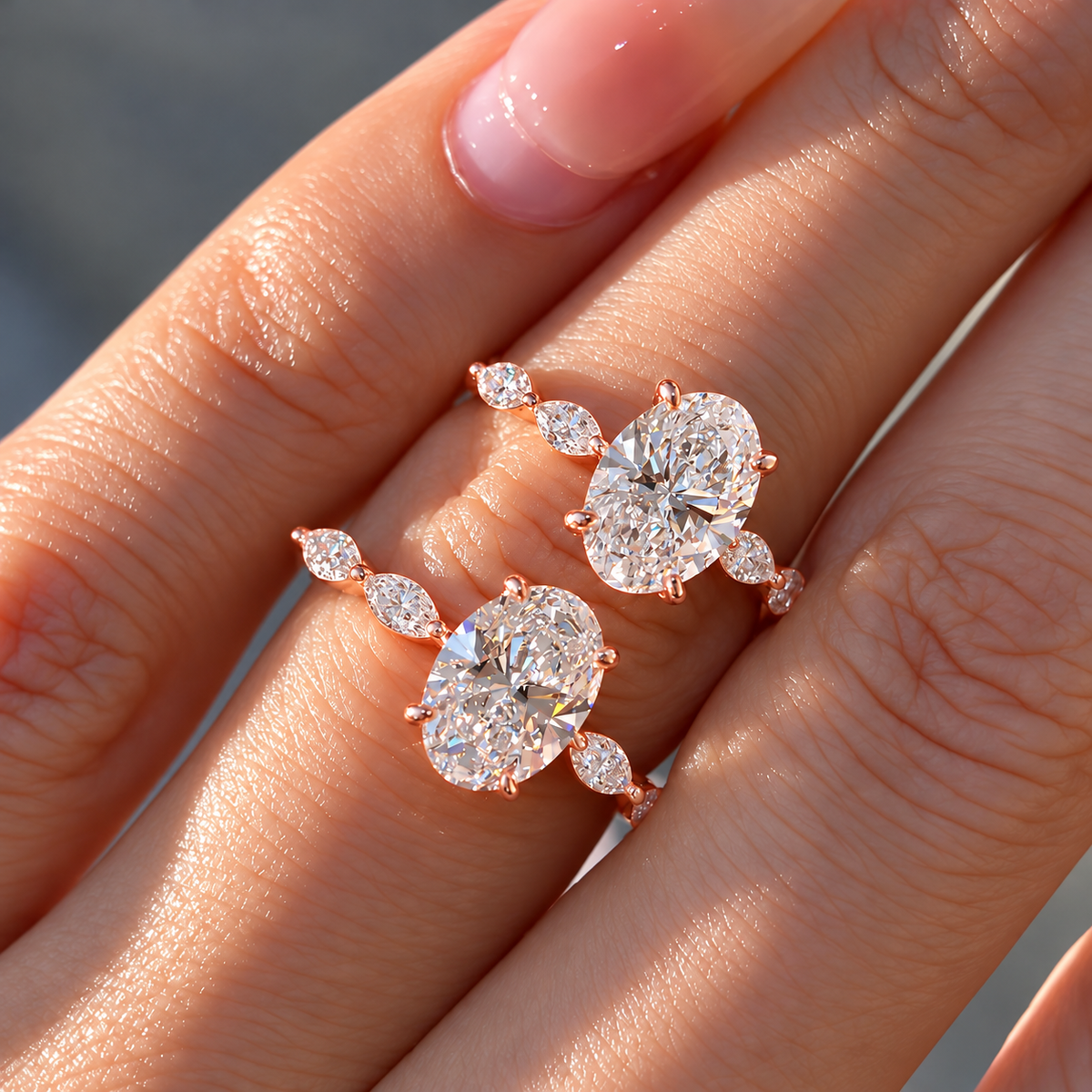 2 Carat Oval Cut Moissanite Ring with Vintage Twisted Band