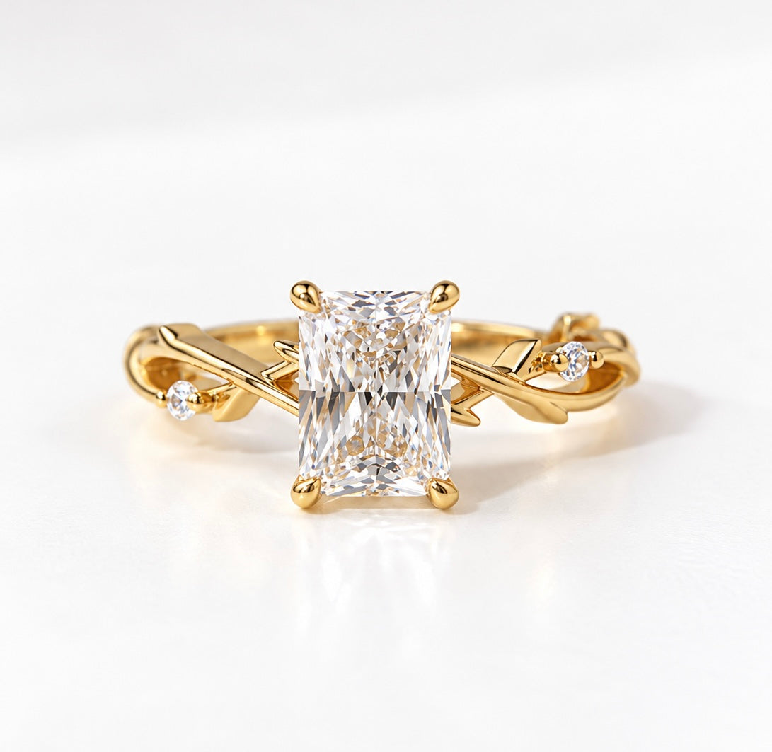2 Carat Nature-Inspired Radiant Cut Moissanite Ring