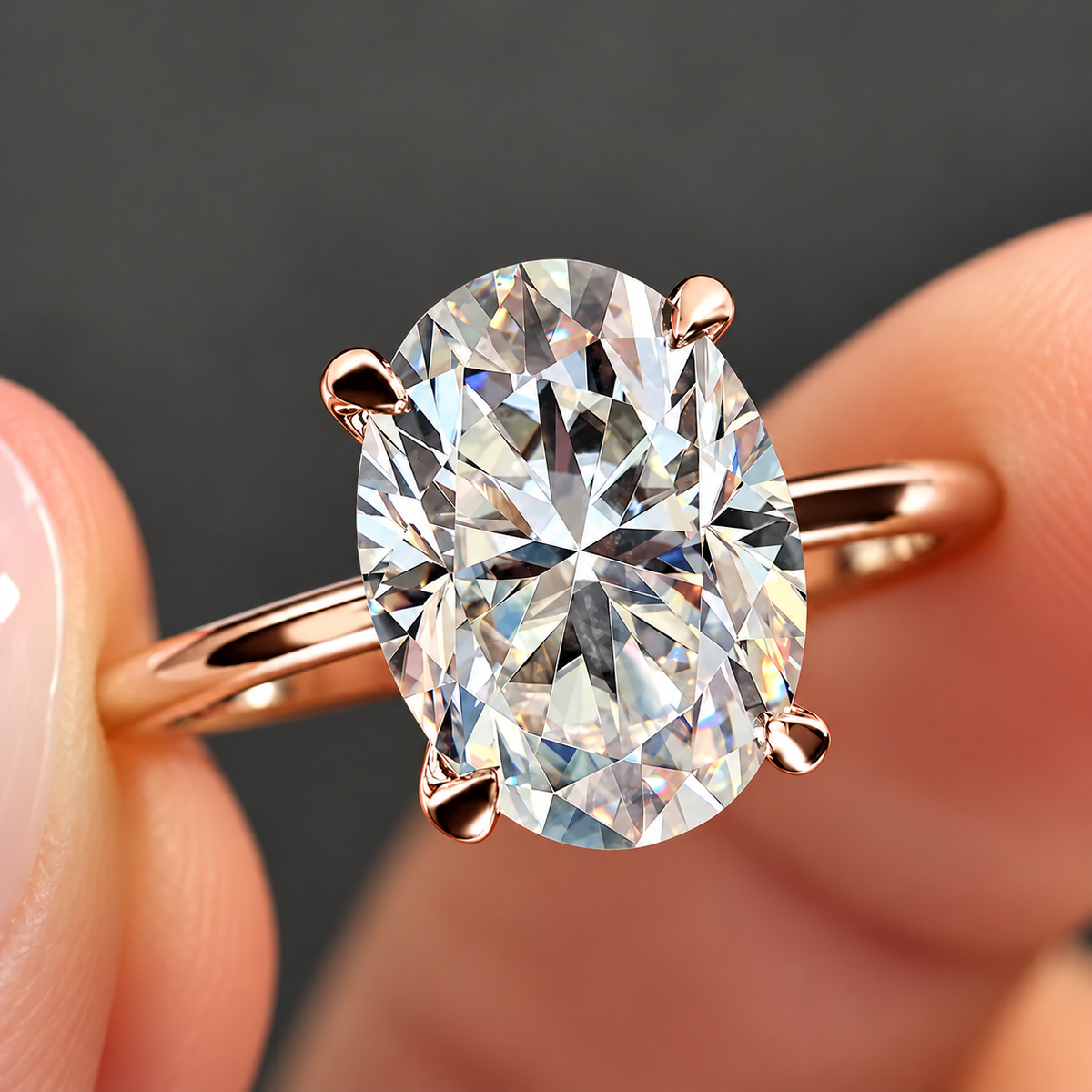 3 Carat Oval Cut Hidden Halo Moissanite Ring