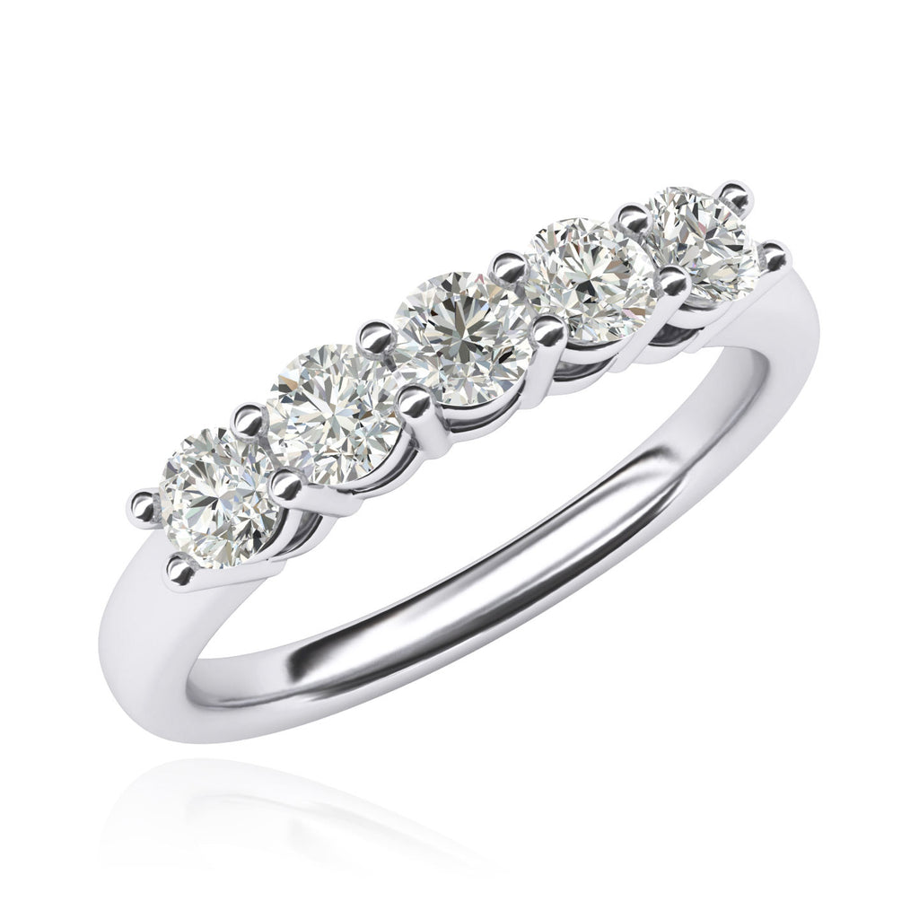 Five Stone Simulated Diamond Engagement Ring