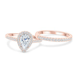 Cushion Halo Engagement Ring Set