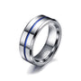Men's Silver and Blue Tungsten Wedding Ring